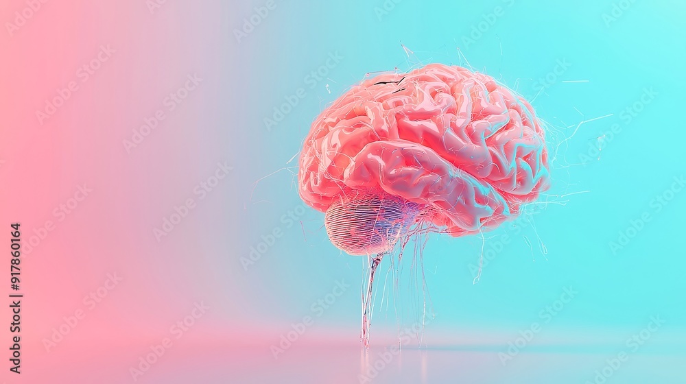 Poster vibrant ai brain illustration, showcasing a colorful representation of artificial intelligence, with
