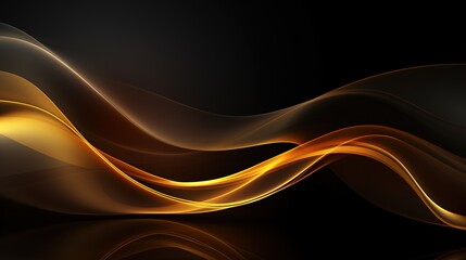 Abstract gold and black flowing wave design.