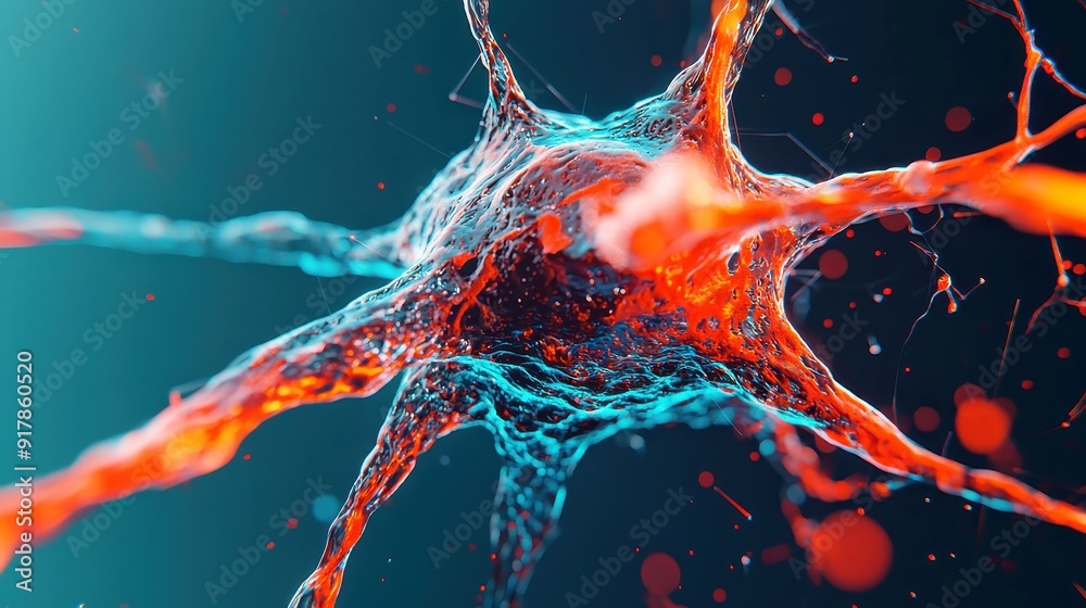 Poster digital abstract design showcasing intricate neural connections and artificial intelligence elements