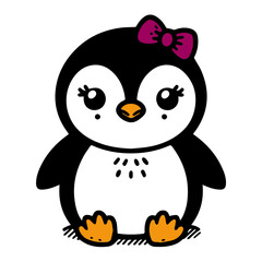 cute little baby penguin clipart in flat style.