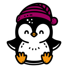 cute little baby penguin clipart in flat style.