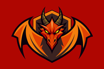 Vector illustration dragon comics logo