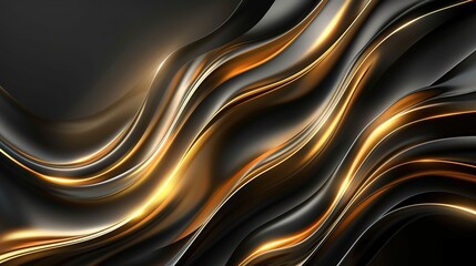 Abstract black and gold wavy background.