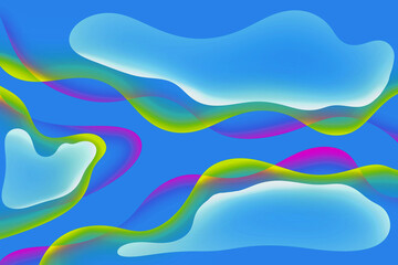 Illustrated clear blue  bubbles, glass  liquid wave dynamic wallpaper, digital art textures background.