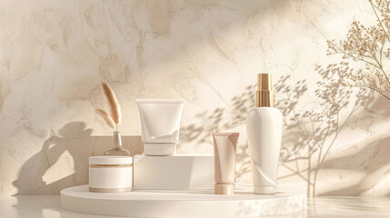 Skincare cosmetic product, spa and organic beauty cosmetics for bodycare, hair care, natural skin care routine