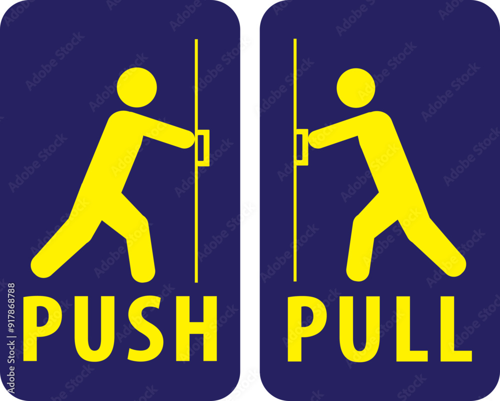 Wall mural Push and pull door opening instruction vector.eps