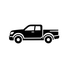 Pickup truck logo design silhouette vector illustration on a white background