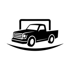 Obraz premium Pickup truck logo design silhouette vector illustration on a white background