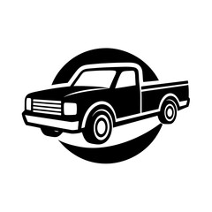 Pickup truck logo design silhouette vector illustration on a white background