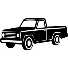 Pickup truck logo design silhouette vector illustration on a white background