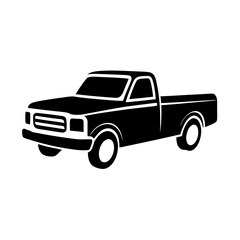 Pickup truck logo design silhouette vector illustration on a white background