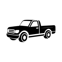 Pickup truck logo design silhouette vector illustration on a white background