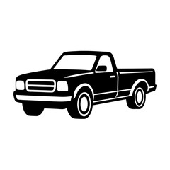 Pickup truck logo design silhouette vector illustration on a white background