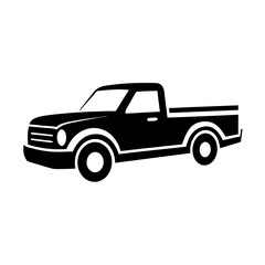 Pickup truck logo design silhouette vector illustration on a white background