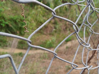 Close-Up of Silver Security Wire Netting