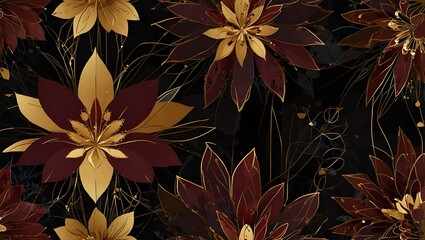 An abstract floral design with stylized geometric flow