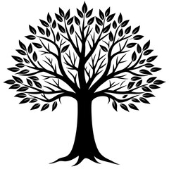 Obraz premium Tree Silhouette, Black and White, Vector Illustration, Nature Art, Environmental Design