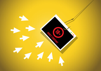 Computer arrow Icons are like fish gathering to click bait