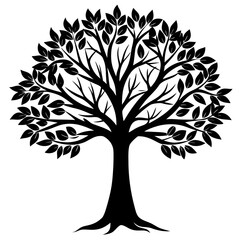 Obraz premium Tree Silhouette, Black and White, Vector Illustration, Nature Art, Environmental Design