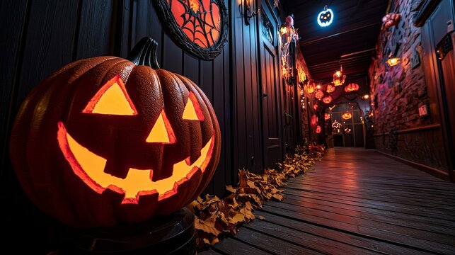 A Halloween-themed escape room event with multiple themed rooms to explore.