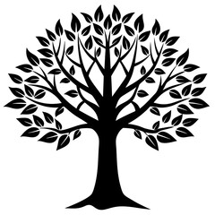 Obraz premium Tree Silhouette, Black and White, Vector Illustration, Nature Art, Environmental Design