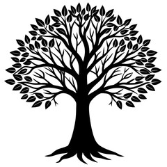 Fototapeta premium Tree Silhouette, Black and White, Vector Illustration, Nature Art, Environmental Design