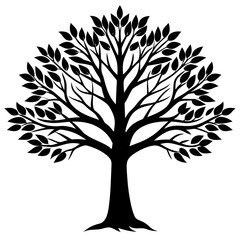 Fototapeta premium Tree Silhouette, Black and White, Vector Illustration, Nature Art, Environmental Design