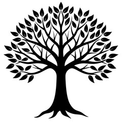 Obraz premium Tree Silhouette, Black and White, Vector Illustration, Nature Art, Environmental Design