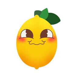 The image could be named A 3D Smiley Face Holding a Lemon with a Happy Expression in a Cartoon Style