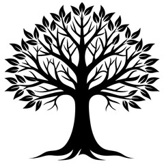 Obraz premium Tree Silhouette, Black and White, Vector Illustration, Nature Art, Environmental Design