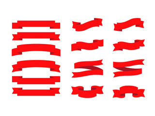 赤いシンプルなリボンフレームのベクターイラスト