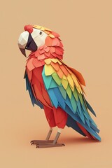 a 3d model of an color animal with very low matte polygon count, blender 3d, izometric , soft light, oc renderer, ui design. Generated AI