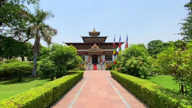 Royal bhutan monastery bhutanese temple near mahabodhi temple in bodh gaya, bihar state of India