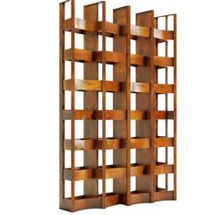 Elegant Wooden Room Divider for Stylish Home Decor - Photorealistic Design on White Background