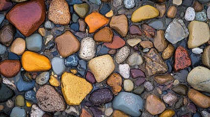 Pebbles on the Shore: Natural Coastal Texture and Serene Beach Scene