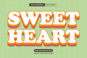 Obraz premium Sweet Heart Text effect with retro and vintage 3d design. Editable vector file with customizable words and fonts.
