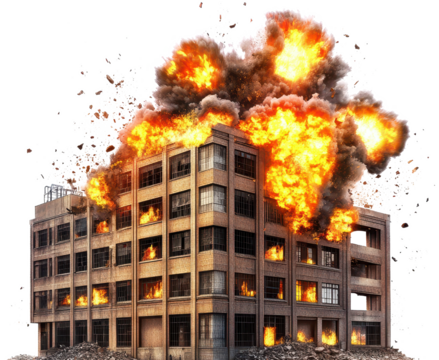 building explosion isolated on transparent background