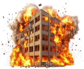 building explosion isolated on transparent background
