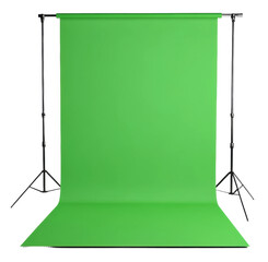 Green backdrop setup for photography sessions, cut out - stock png.