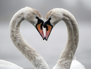 Fototapeta premium Swans Forming a Loving Heart Shape with Their Necks Wildlife Portrayal of Unity and Romance