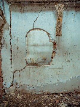 Crumbling interior of a deserted structure