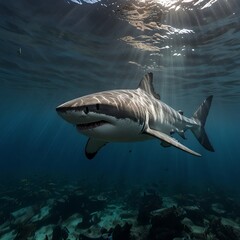 Fototapeta premium Great white shark underwater