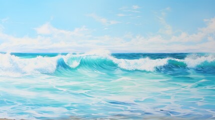 Fototapeta premium Sunlight reflecting off turquoise waves rolling