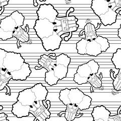 Broccoli Themed Seamless Surface Pattern Design as Coloring Book or Page