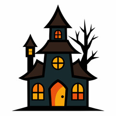 Halloween house Vector art illustration with white background