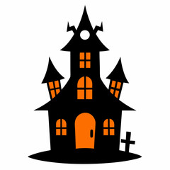 Halloween house Vector art illustration with white background