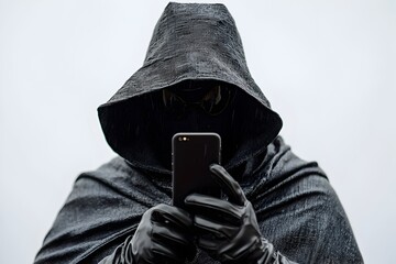 Hooded Figure Using Mobile Phone in Secretive Manner
