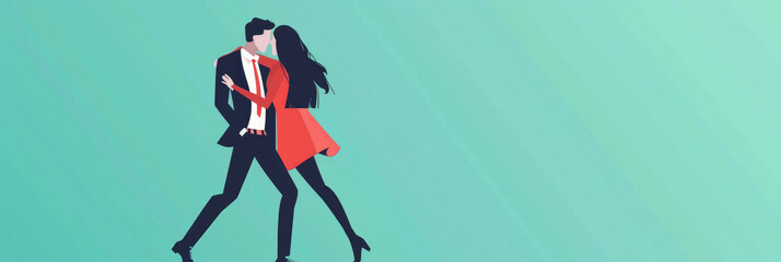 Obraz premium A couple shares an intimate moment while dancing together in a vibrant setting