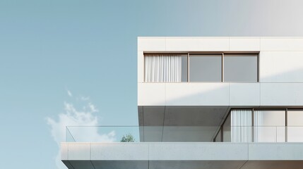 Soaring glass facade reflects urban sky