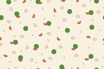 watermelon fruit seamless pattern in vector